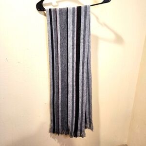 ALTARE 100% Acrylic Gray and Burgundy Stripes Fringe scarf
